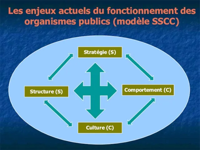 Les enjeux actuels du fonctionnement des organismes publics (modèle SSCC) Stratégie (S)