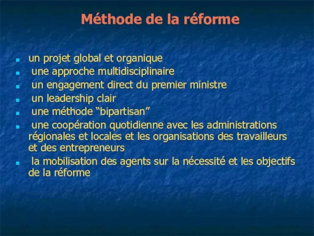 Méthode de la réforme un projet global et organique une approche multidisciplinaire