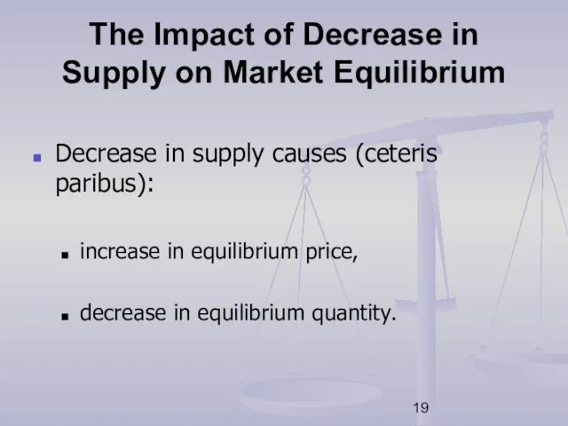 The Impact of Decrease in Supply on Market Equilibrium Decrease in supply