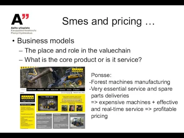 Smes and pricing … Business models The place and role in the