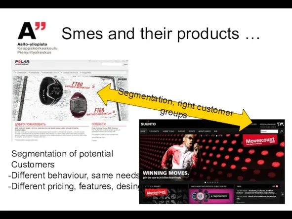 Smes and their products … Segmentation, right customer groups Segmentation of potential