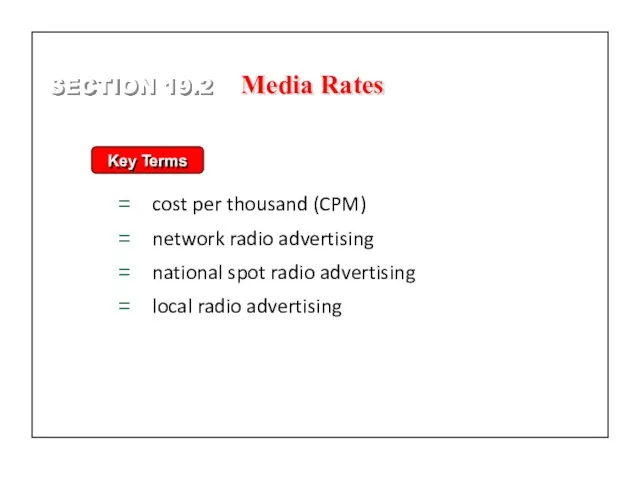 Key Terms cost per thousand (CPM) network radio advertising national spot radio