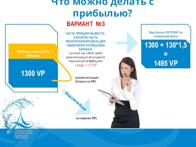 Что можно делать с прибылью? ВАРИАНТ №3 ЧАСТЬ ПРИБЫЛИ ВЫВЕСТИ , А