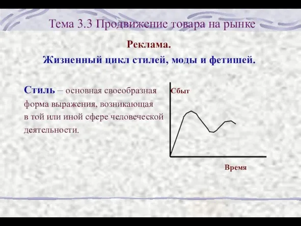 Тема 3.3 Продвижение товара на рынке Реклама. Жизненный цикл стилей, моды и