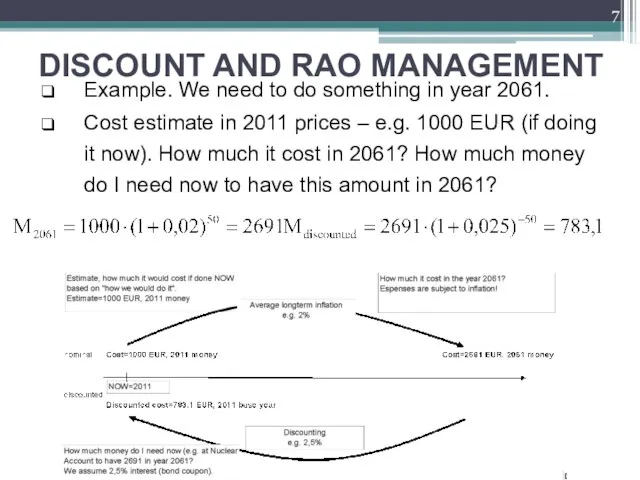 DISCOUNT AND RAO MANAGEMENT Example. We need to do something in year