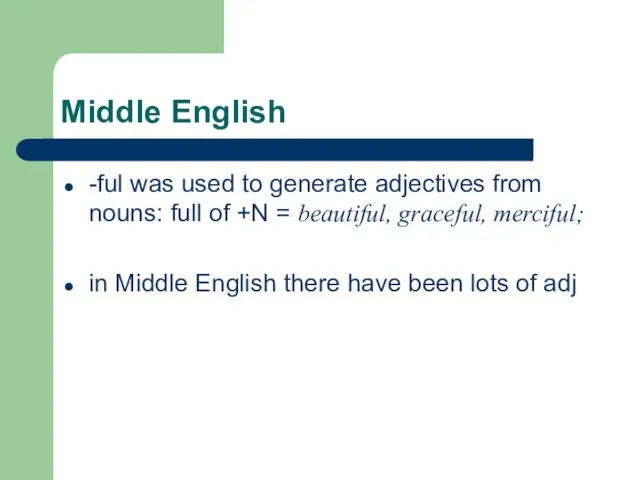 Middle English -ful was used to generate adjectives from nouns: full of