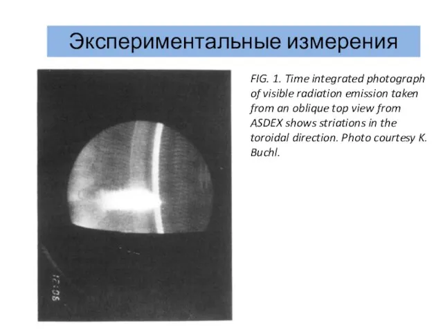 Экспериментальные измерения FIG. 1. Time integrated photograph of visible radiation emission taken