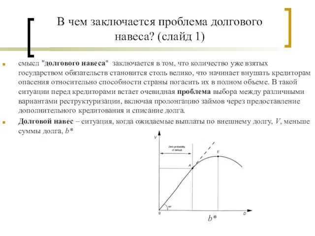 В чем заключается проблема долгового навеса? (слайд 1) смысл "долгового навеса" заключается