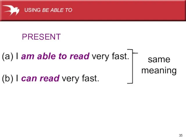 (a) I am able to read very fast. (b) I can read