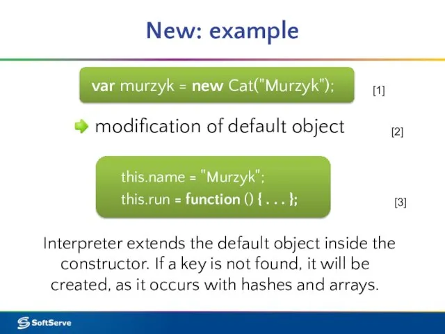 New: example modification of default object var murzyk = new Cat("Murzyk"); this.name