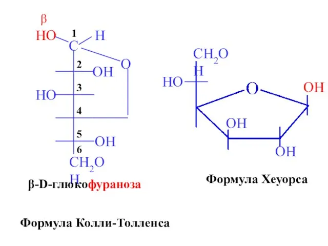 β-D-глюкофураноза Формула Колли-Толленса Формула Хеуорса