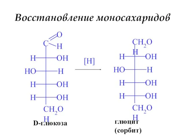 Восстановление моносахаридов [H] D-глюкоза глюцит (сорбит)‏