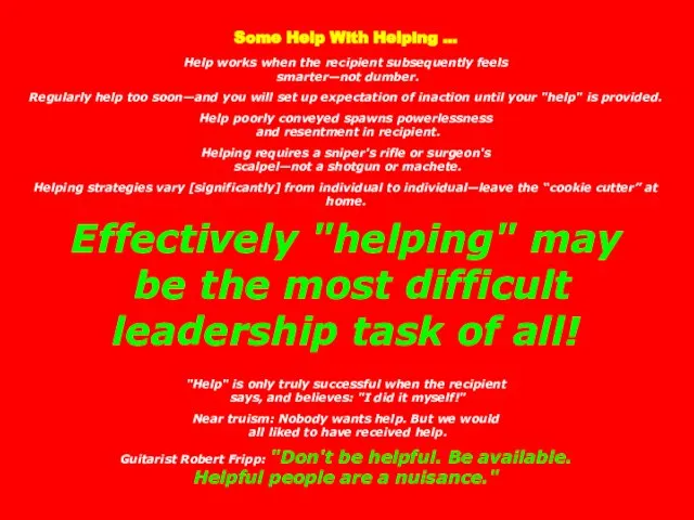 Some Help With Helping … Help works when the recipient subsequently feels