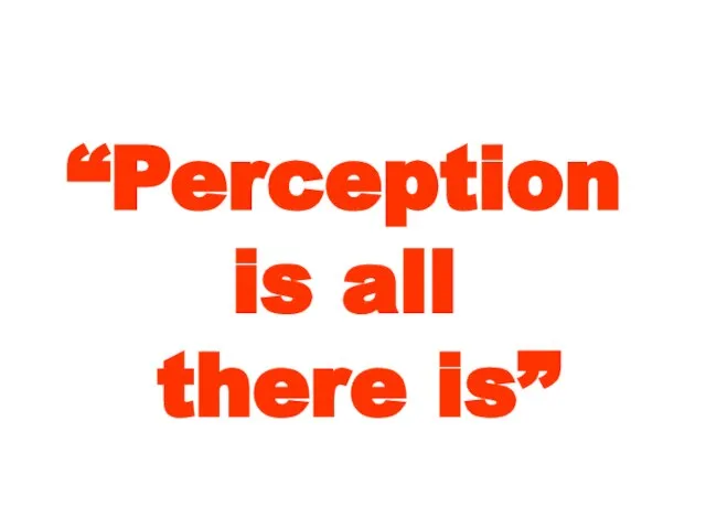 “Perception is all there is”