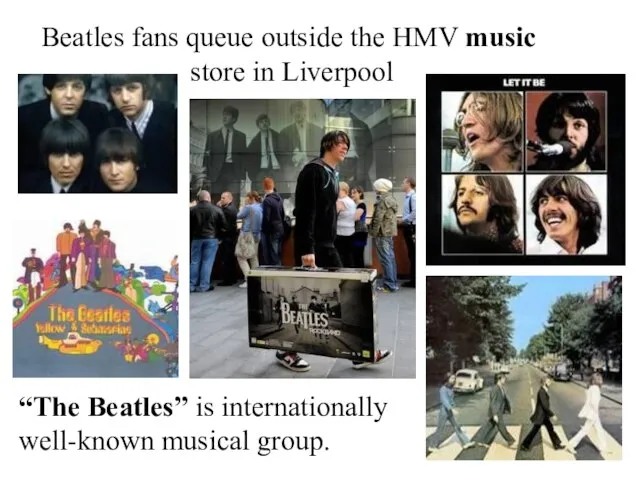 Beatles fans queue outside the HMV music store in Liverpool “The Beatles”