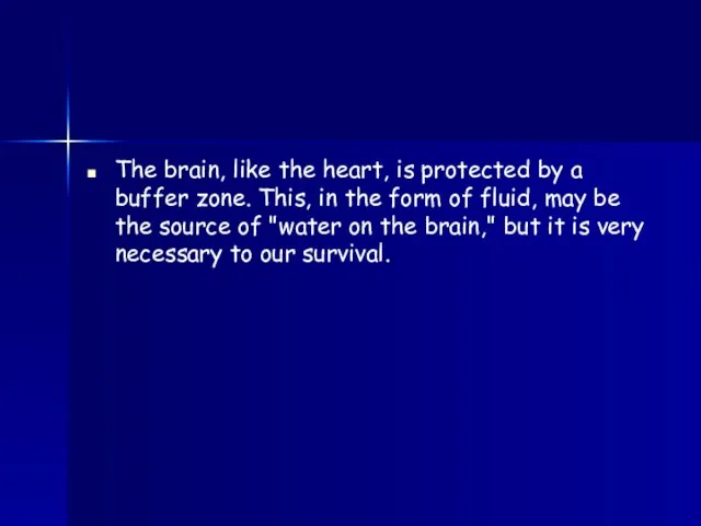 The brain, like the heart, is protected by a buffer zone. This,