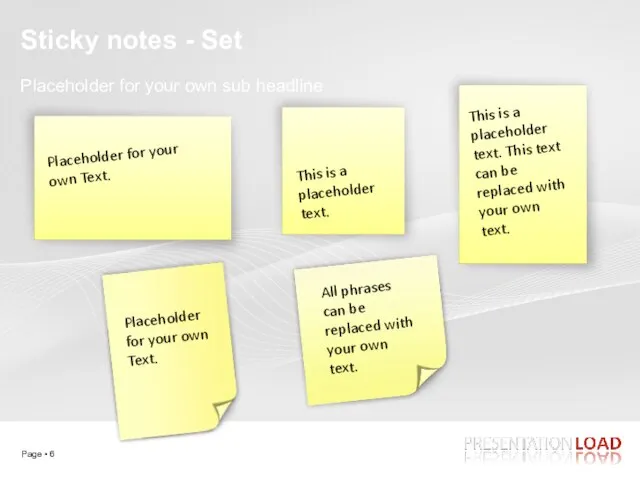 Sticky notes - Set Placeholder for your own sub headline Placeholder for