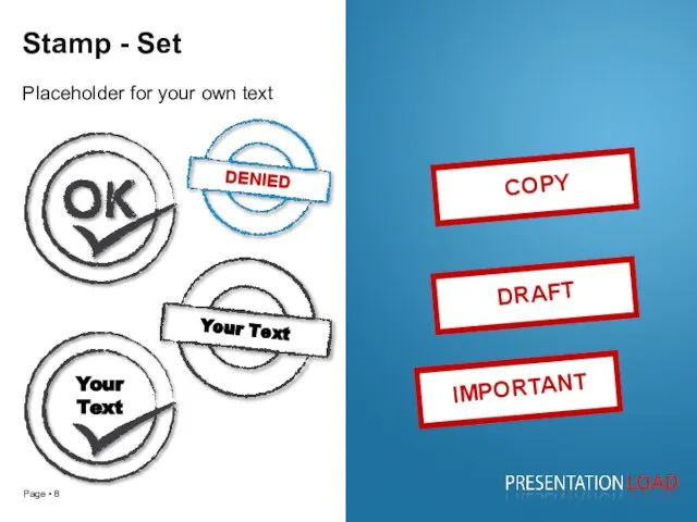 IMPORTANT DRAFT COPY Your Text Your Text DENIED Stamp - Set Placeholder for your own text