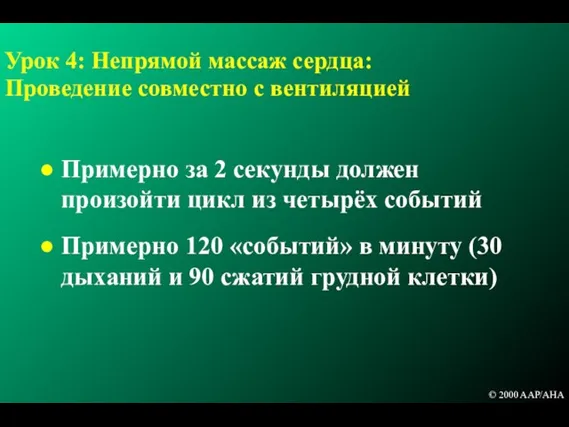 Урок 4: Непрямой массаж сердца: Проведение совместно с вентиляцией Примерно за 2