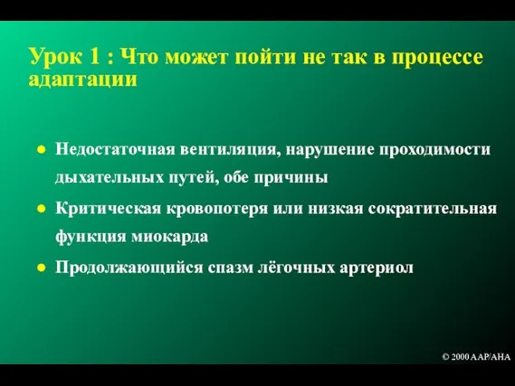 Урок 1 : Что может пойти не так в процессе адаптации Недостаточная