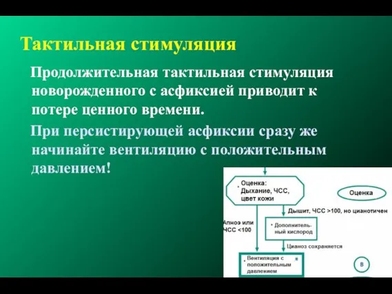 Тактильная стимуляция Продолжительная тактильная стимуляция новорожденного с асфиксией приводит к потере ценного