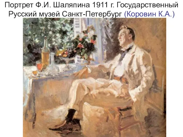 Портрет Ф.И. Шаляпина 1911 г. Государственный Русский музей Санкт-Петербург (Коровин К.А.)