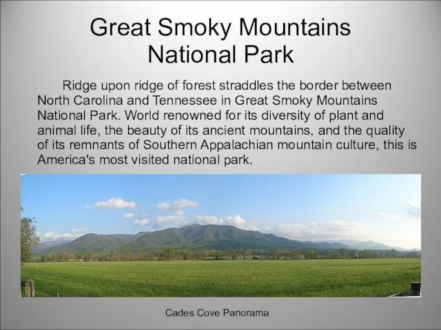 Great Smoky Mountains National Park Ridge upon ridge of forest straddles the