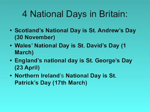 4 National Days in Britain: Scotland’s National Day is St. Andrew’s Day