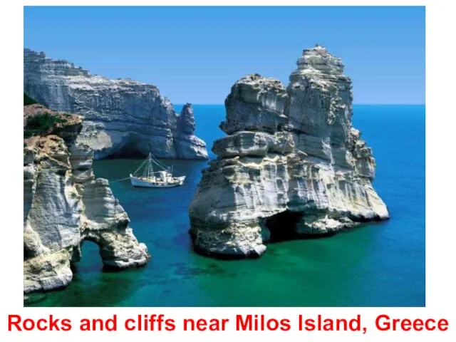 Rocks and cliffs near Milos Island, Greece