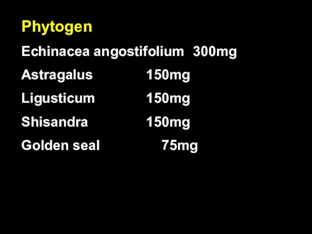 Phytogen Echinacea angostifolium 300mg Astragalus 150mg Ligusticum 150mg Shisandra 150mg Golden seal 75mg