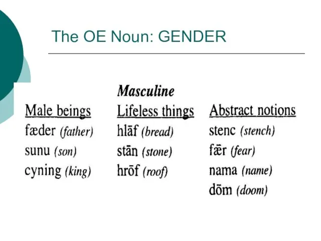 The OE Noun: GENDER