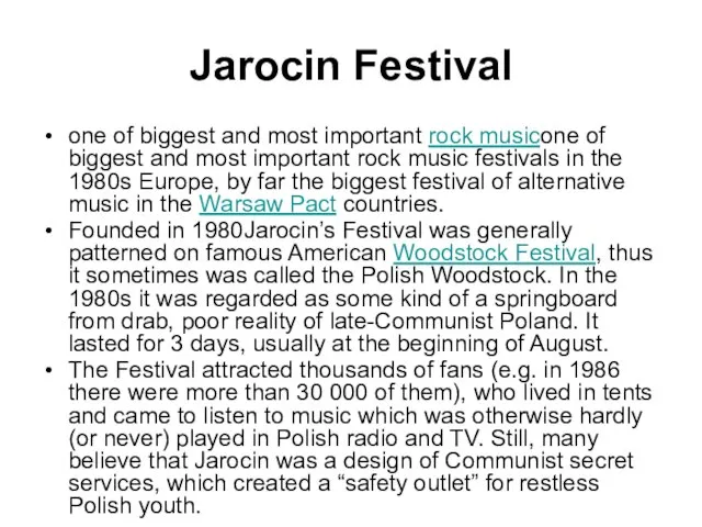 Jarocin Festival one of biggest and most important rock musicone of biggest