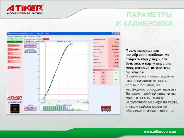 ПАРАМЕТРЫ И КАЛИБРОВКА После завершения калибровки необходимо собрать карту впрыска бензина, и