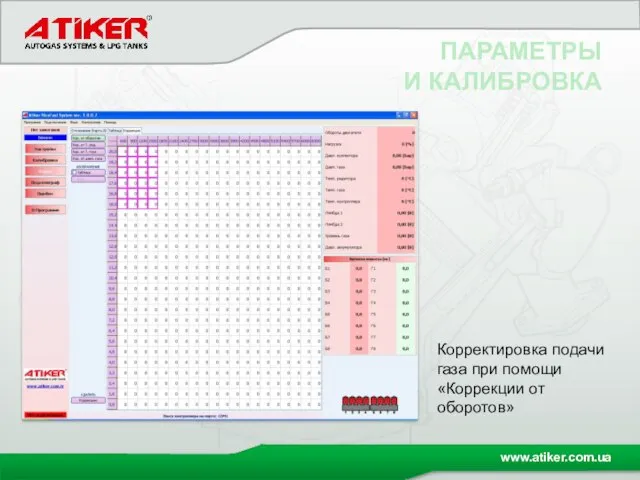 ПАРАМЕТРЫ И КАЛИБРОВКА Корректировка подачи газа при помощи «Коррекции от оборотов»