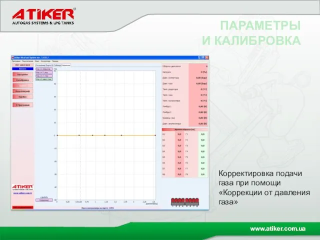 ПАРАМЕТРЫ И КАЛИБРОВКА Корректировка подачи газа при помощи «Коррекции от давления газа»