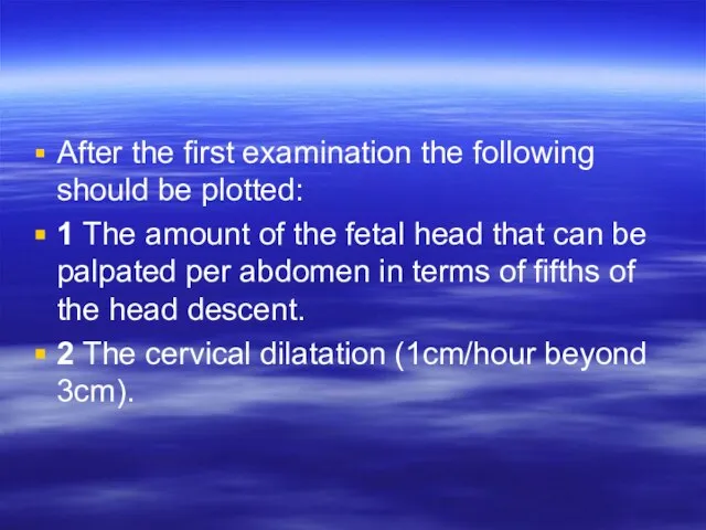 After the first examination the following should be plotted: 1 The amount