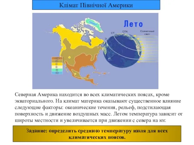 Северная Америка находится во всех климатических поясах, кроме экваториального. На климат материка