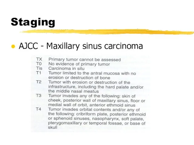 Staging AJCC - Maxillary sinus carcinoma