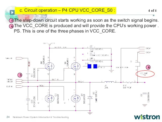 The step-down circuit starts working as soon as the switch signal begins.