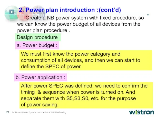 Create a NB power system with fixed procedure, so we can know