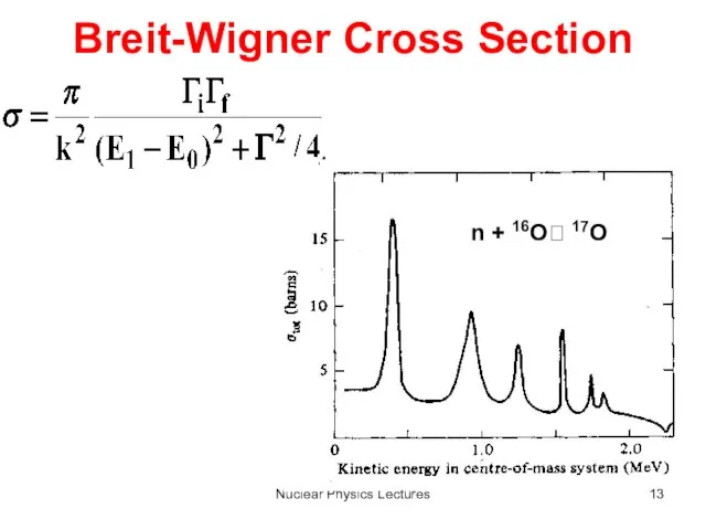 Nuclear Physics Lectures Breit-Wigner Cross Section n + 16O? 17O