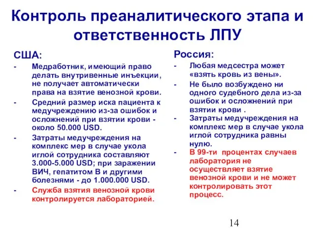 США: - Медработник, имеющий право делать внутривенные инъекции, не получает автоматически права