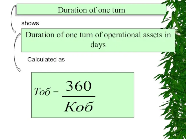 Duration of one turn shows Duration of one turn of operational assets
