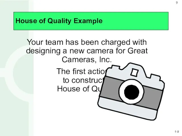 House of Quality Example Your team has been charged with designing a