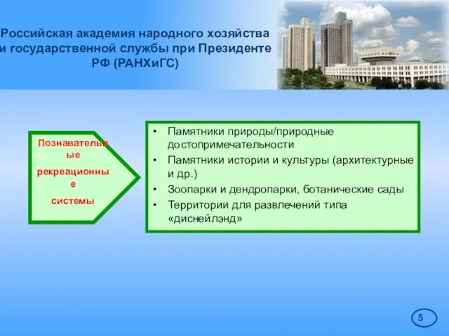 Российская академия народного хозяйства и государственной службы при Президенте РФ (РАНХиГС) Познавательные