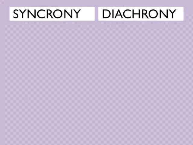 SYNCRONY DIACHRONY