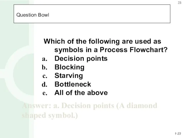 Question Bowl Which of the following are used as symbols in a