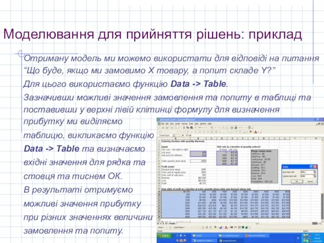 Моделювання для прийняття рішень: приклад Отриману модель ми можемо використати для відповіді