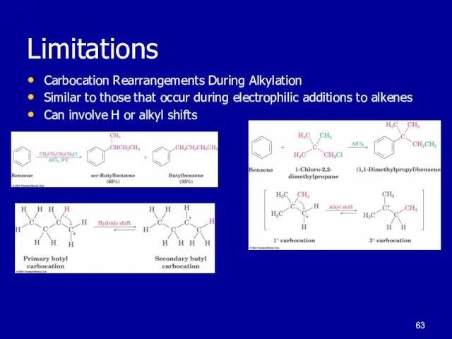 Limitations Carbocation Rearrangements During Alkylation Similar to those that occur during electrophilic