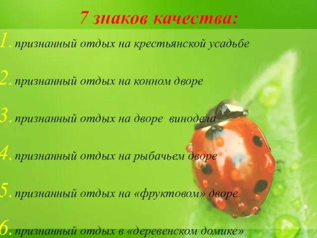 7 знаков качества: признанный отдых на крестьянской усадьбе признанный отдых на конном